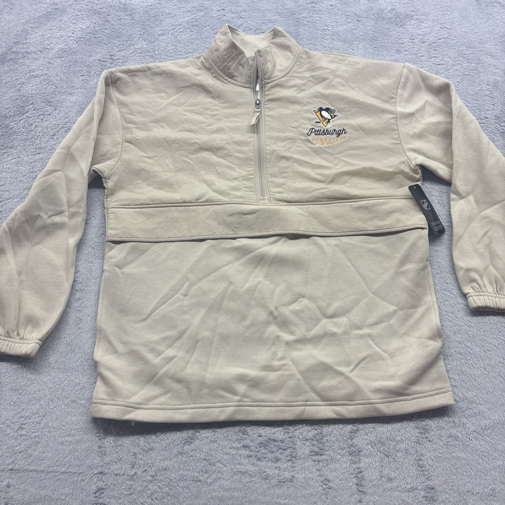 Pittsburgh Penguins NHL Size M Relaxed Fit Half Zip Pullover Jacket Sweatshirt